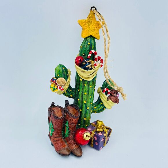 Cactus Tree Western Cowboy Themed Christmas Ornament Decoration Kurt Adler - Picture 2 of 6